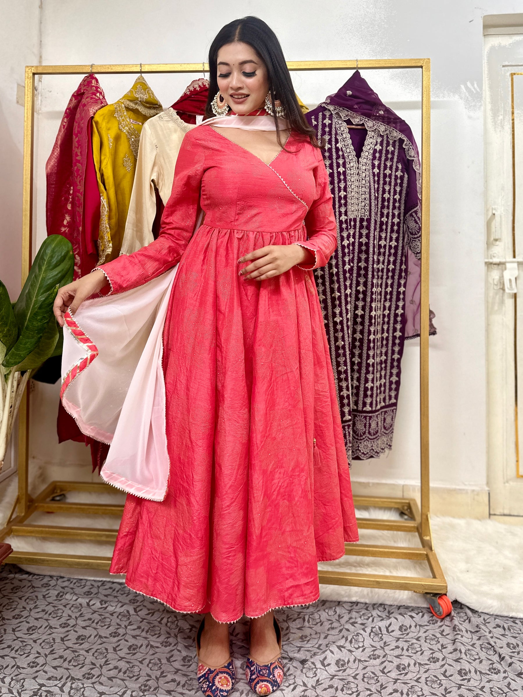 Peach Cotton Silk Suit Set