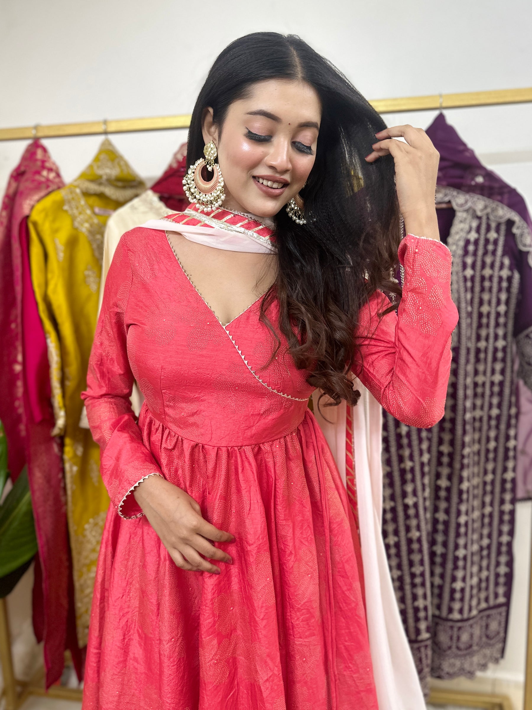Peach Cotton Silk Suit Set