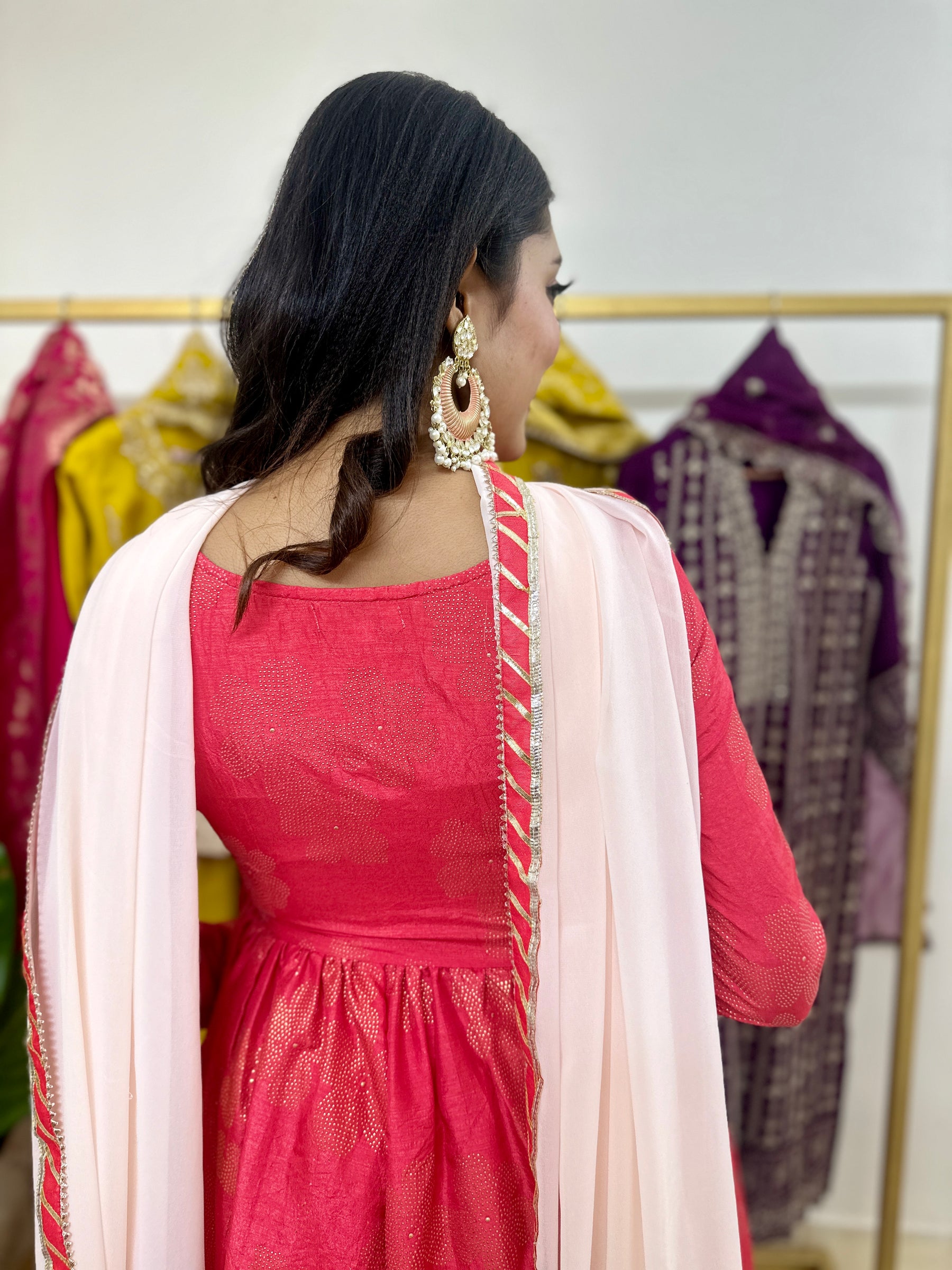 Peach Cotton Silk Suit Set