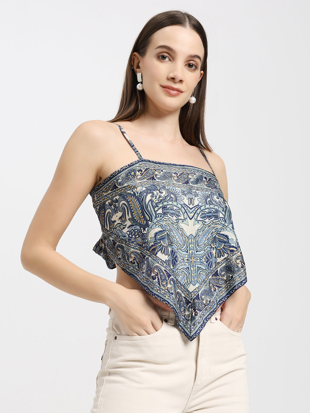 Boho Bandana Blue Scarf Top