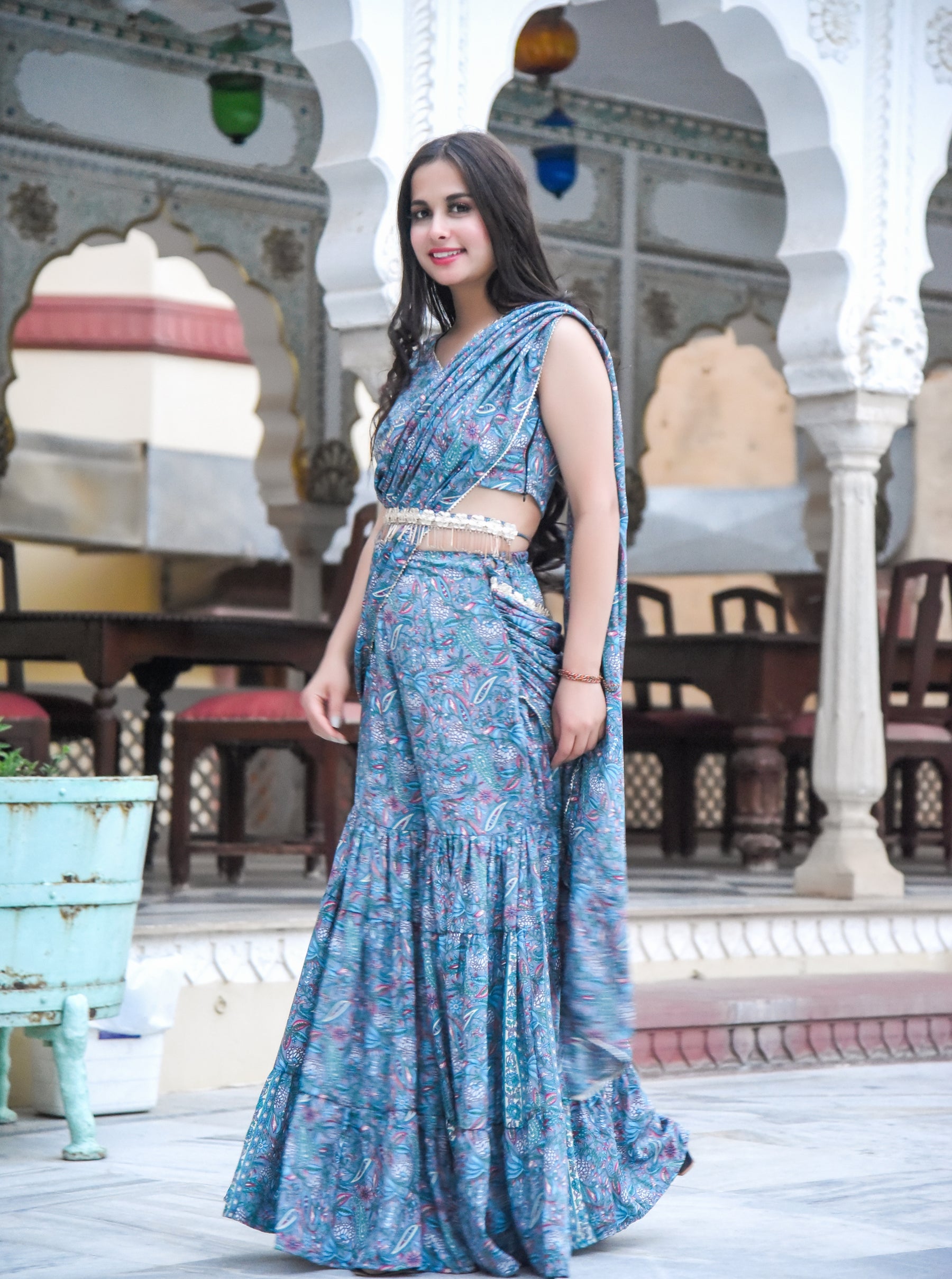 Tubelight work ready to Drape Sharara Saree