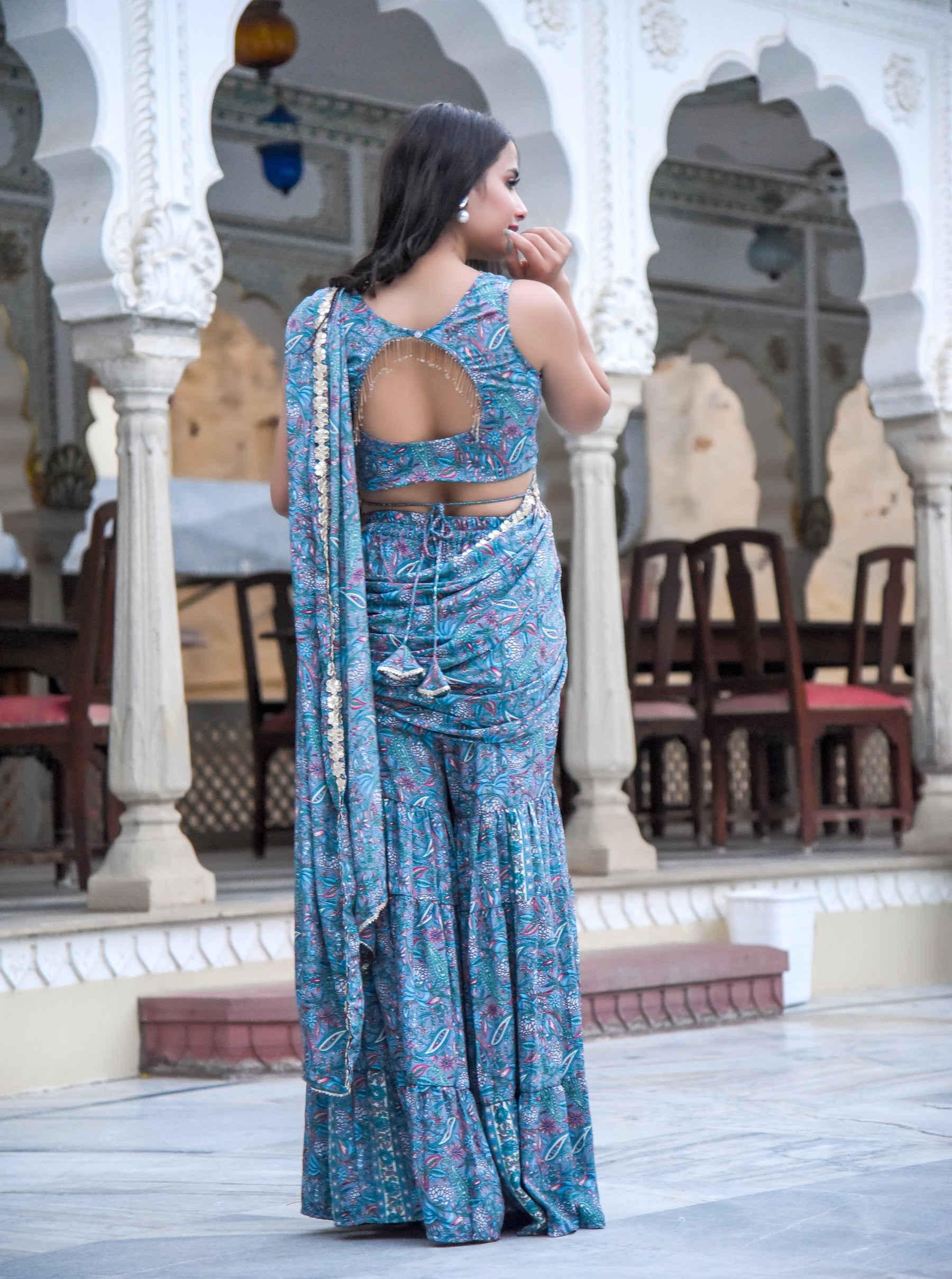 Tubelight work ready to Drape Sharara Saree