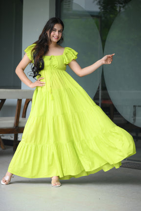 Green Cotton Maxi Dress