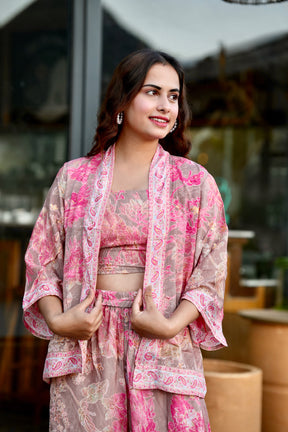 Pinkish Foil Printed 3 Piece Set
