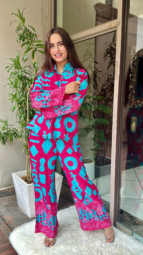 Pink Geometric Printed Coord Set
