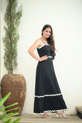 Black Ric Rac Maxi Dress