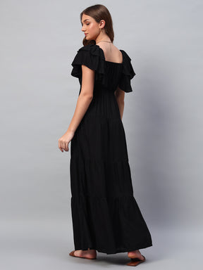 Black Cotton Maxi Dress