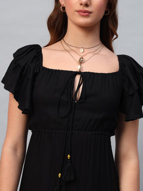 Black Cotton Maxi Dress