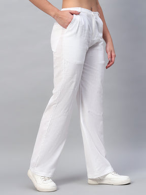Linen Pleated White Pants