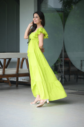 Green Cotton Maxi Dress