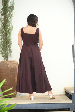 Brown Skater Midi Dress