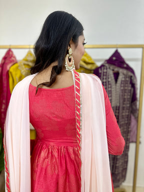 Peach Cotton Silk Suit Set