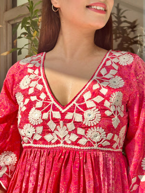 Rose Embroidered Kurta Set