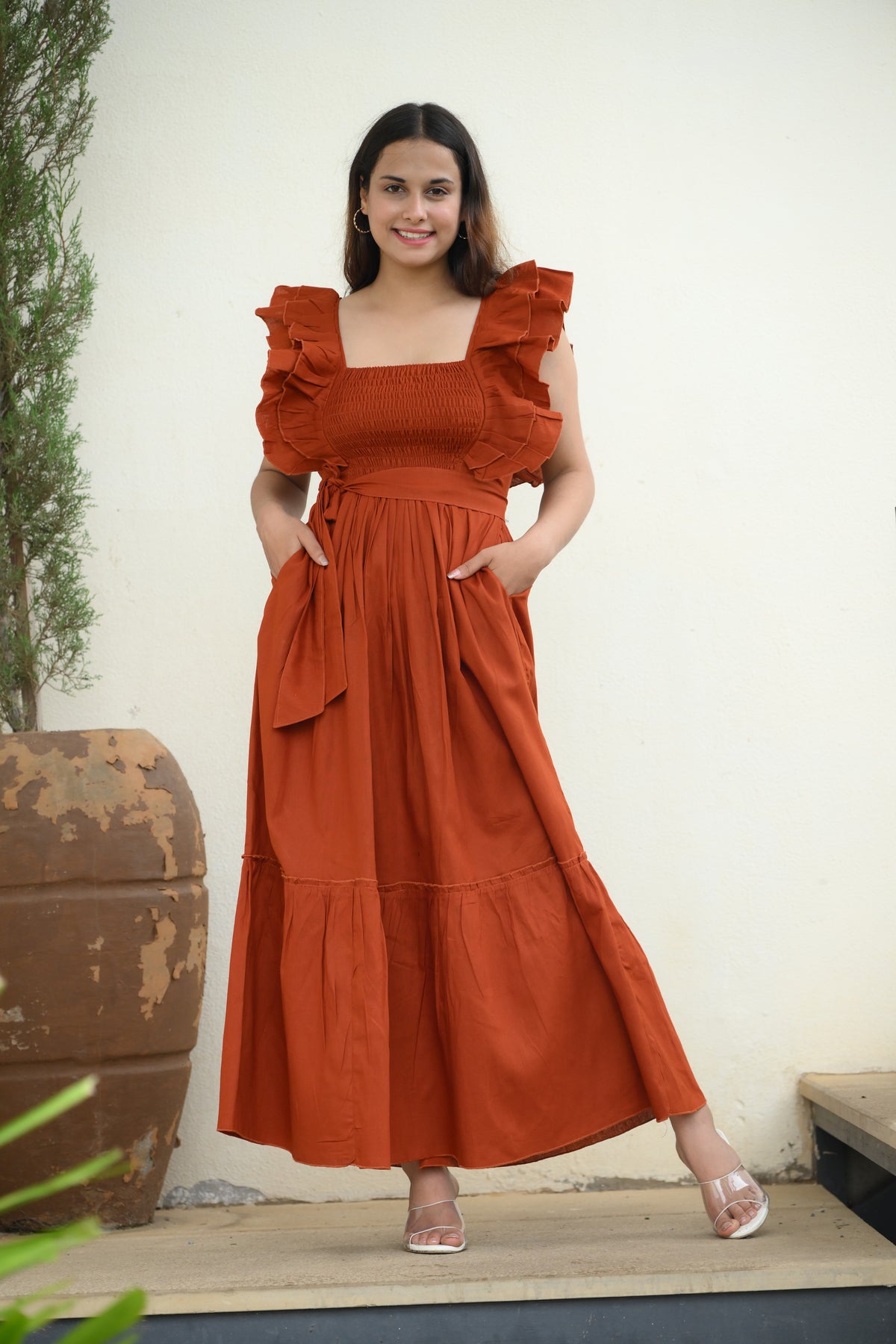 Rust Long Cotton Dress