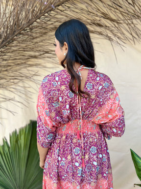 Balloon Sleeve Boho maxi dress, back image