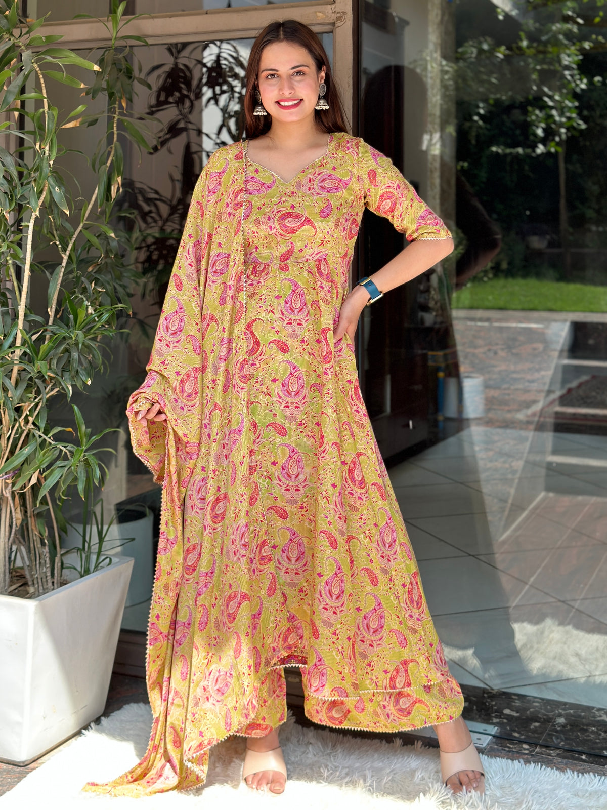 Green Paisley Kurta Suit Set