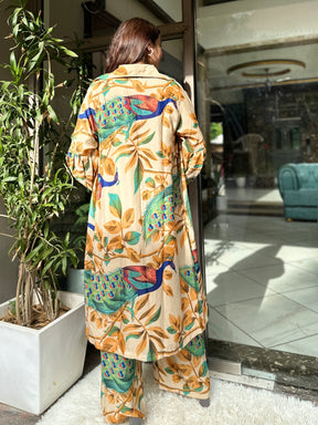 Beige Peacock Serenity Coord Set