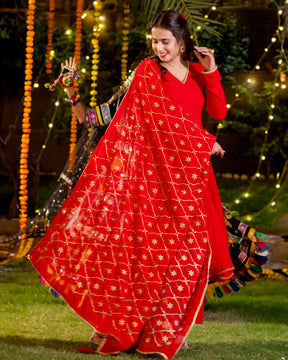Red Georgette Suit Set