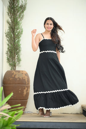 Black Ric Rac Maxi Dress