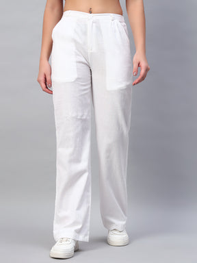 Linen Pleated White Pants