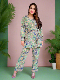 Green Paisley Foil Printed Coordinates