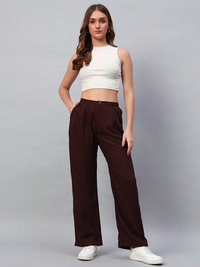 Cotton Pleated Wine Pants
