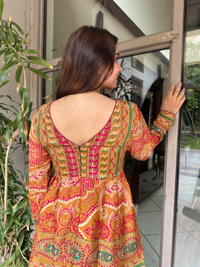 Golden Printed Sharara Set