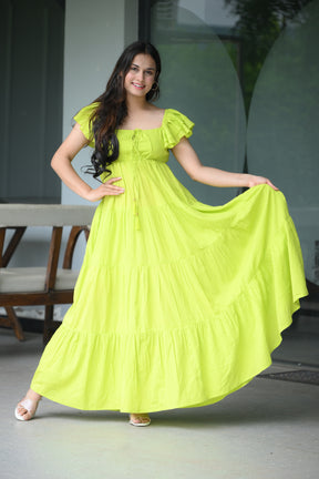 Green Cotton Maxi Dress