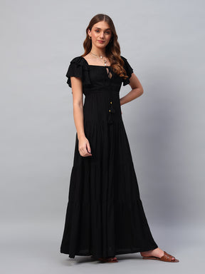 Black Cotton Maxi Dress
