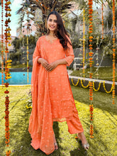 Orange Lurex Straight Fit Suit Set