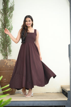 Brown Skater Midi Dress
