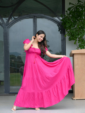 Pink Cotton Maxi Dress