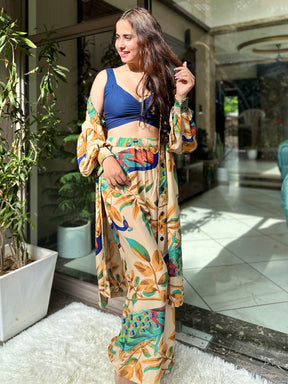Beige Peacock Serenity Coord Set