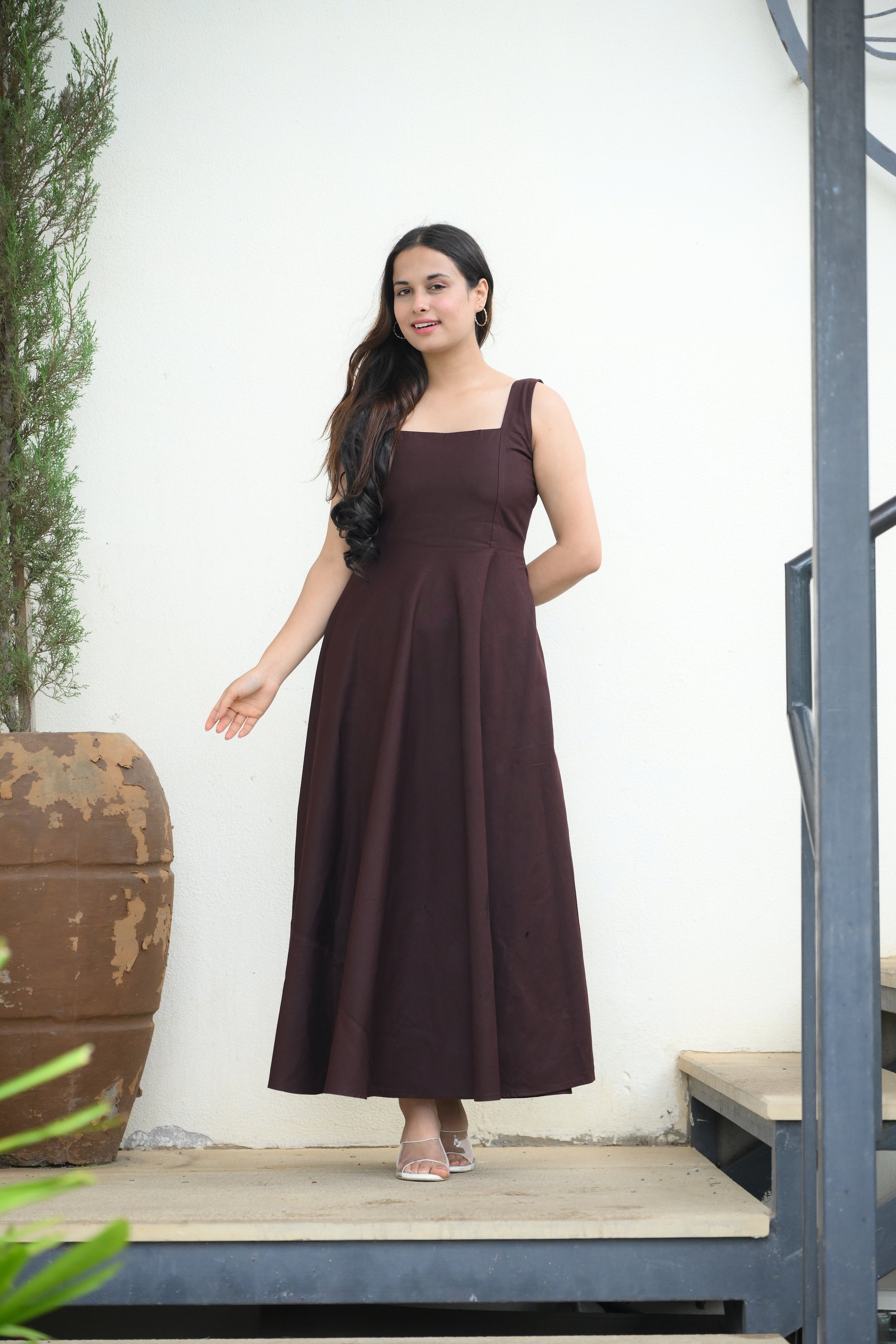 dark brown skater dress PrettyLittleThing Women's Tall Mini Skater Dress in Brown