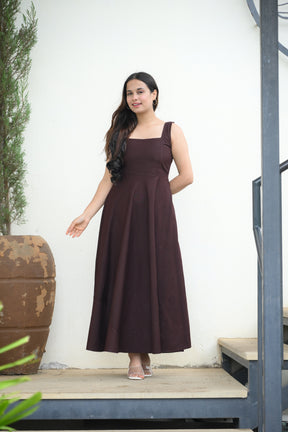 Brown Skater Midi Dress