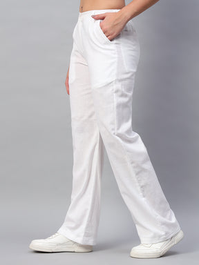 Linen Pleated White Pants