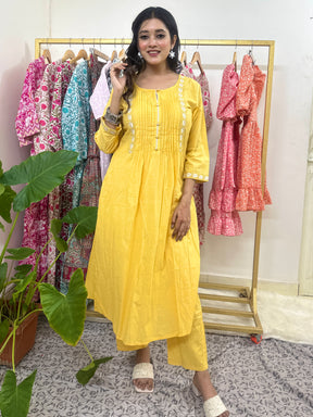 Yellow Printed Cotton Coord Set