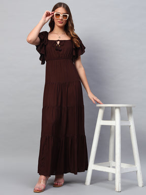 Brown Cotton Maxi Dress