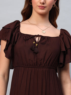 Brown Cotton Maxi Dress