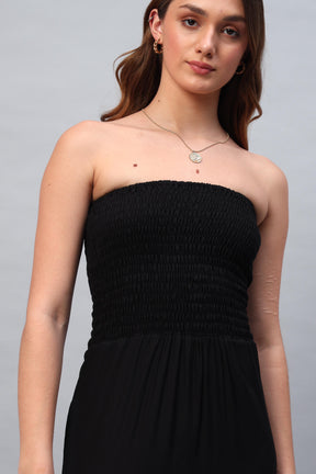 Black Shoulder Less Maxi Dress