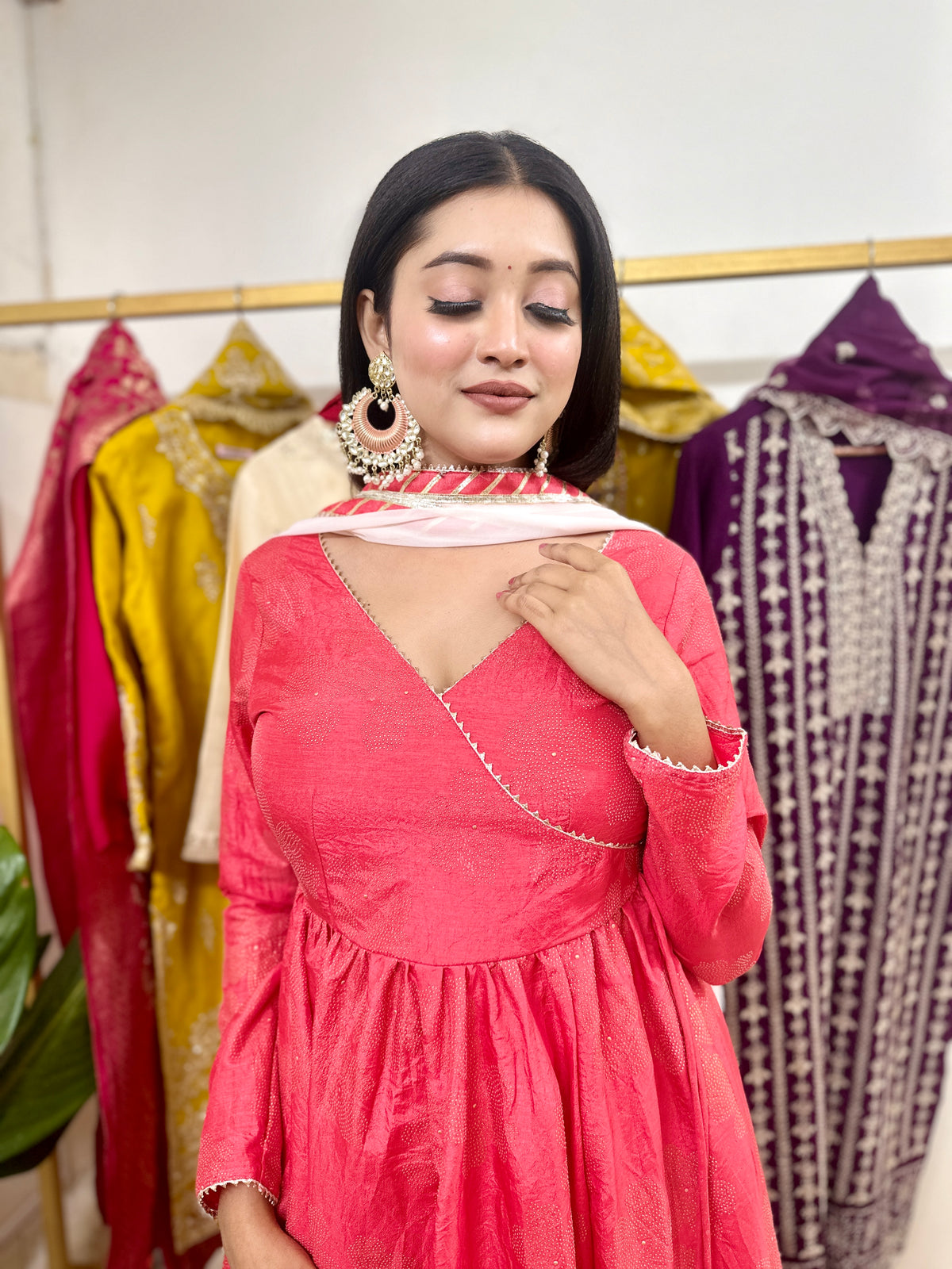 Peach Cotton Silk Suit Set
