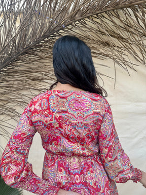 Red Printed Short Dress