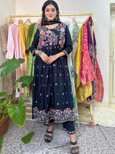 Black Embroidered Anarkali Kurta Set