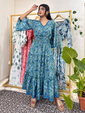Boho Blue Long Maxi Dress