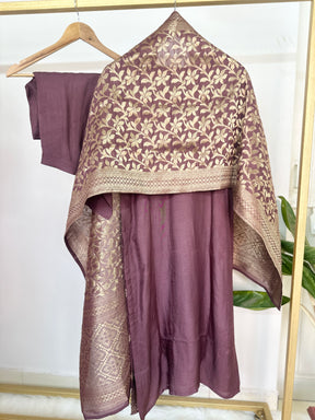 Purple Heavy work Kurta Set with Jacquard Dupatta