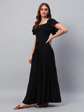 Black Cotton Maxi Dress