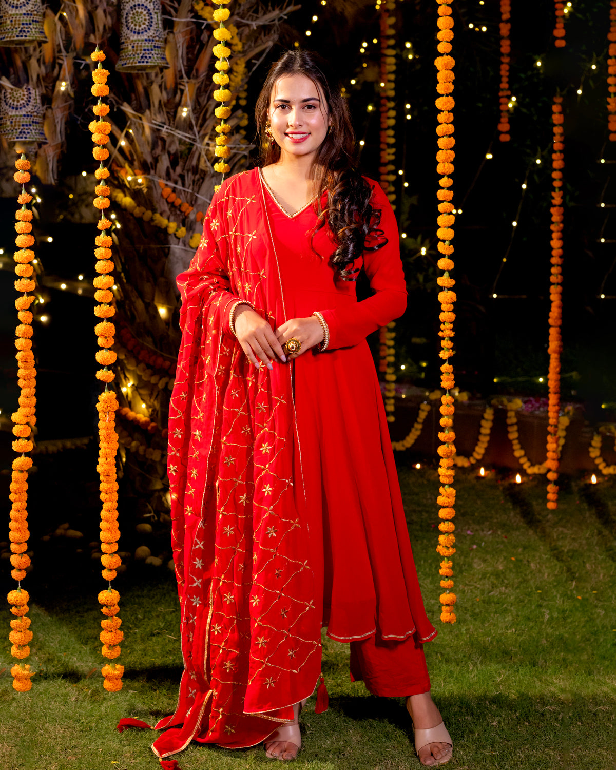 Red Georgette Suit Set