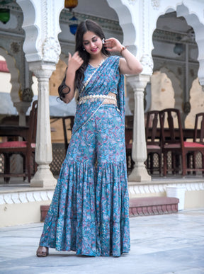 Tubelight work ready to Drape Sharara Saree
